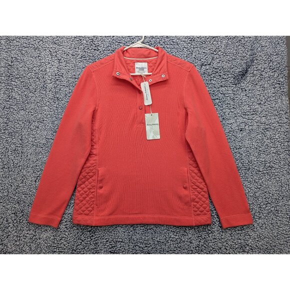 Tommy Bahama Aruba Linen Hybrid Sweater Jacket Womens M Preppy Golf Salmon Pink - Picture 1 of 13